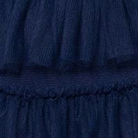 BLONDIE NITES Womens Navy Mesh Zippered Lined Boned Corset Bodice Tiered Skirt Spaghetti Strap V Neck Full-Length Prom Fit + Flare Dress Fashion