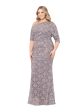 BETSY & ADAM Womens Beige Zippered Lined Elbow Sleeve Asymmetrical Neckline Full-Length Evening Mermaid Dress Discount