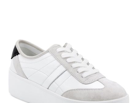 MARC FISHER Womens White Removable Insole Logo Comfort Tallis Round Toe Platform Lace-Up Leather Athletic Sneakers Shoes M Cheap