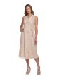 DKNY Womens Beige Sheer Lined Tie-waist Printed Sleeveless Collared Midi Wear To Work Faux Wrap Dress Online Hot Sale