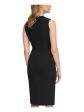 CALVIN KLEIN Womens Black Embellished Zippered Fold-over Neck Slit Back Hem Sleeveless Knee Length Wear To Work Sheath Dress For Sale