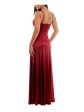 CITY STUDIO Womens Burgundy Slitted Spaghetti Strap Full-Length Formal Fit + Flare Dress Hot on Sale