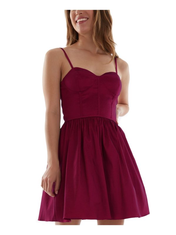 BCX Womens Pink Spaghetti Strap Sweetheart Neckline Party Fit + Flare Dress Online Hot Sale