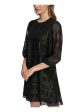 CALVIN KLEIN Womens Black Lined Keyhole Back Pullover 3 4 Sleeve Round Neck Short Party Shift Dress Hot on Sale