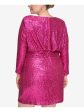 ELIZA J Womens Pink Zippered Pleated Draped Skirt Lined Long Sleeve Jewel Neck Above The Knee Party Sheath Dress Hot on Sale