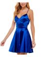 CITY STUDIO Womens Blue Zippered Lace-up Back Adjustable Sleeveless V Neck Short Party Fit + Flare Dress Sale