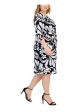 CONNECTED APPAREL Womens Black Printed 3 4 Sleeve Round Neck Knee Length Wear To Work Sheath Dress For Cheap