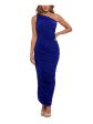 BETSY & ADAM Womens Jersey Ruched Sleeveless Asymmetrical Neckline Maxi Evening Gown Dress Online