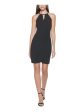 GUESS Womens Black Zippered Pleated Keyhole Front Tulip Hem Lined Sleeveless Halter Above The Knee Party Sheath Dress Hot on Sale