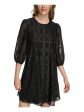 CALVIN KLEIN Womens Black Lined Keyhole Back Pullover 3 4 Sleeve Round Neck Short Party Shift Dress Hot on Sale