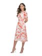 DKNY Womens White Zippered Lined Belted Sheer Floral Elbow Sleeve Surplice Neckline Midi Faux Wrap Dress Fashion