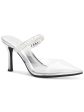 MATEO BY INC Womens Silver Embellished Cindy Pointy Toe Stiletto Dress Heeled Mules Shoes M Hot on Sale