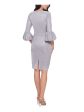 BETSY & ADAM Womens Stretch Metallic Bell Sleeve Round Neck Above The Knee Formal Sheath Dress Online Sale