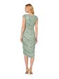 ADRIANNA PAPELL Womens Green Mesh Embellished Zippered Lined Cap Sleeve Surplice Neckline Midi Party Faux Wrap Dress on Sale