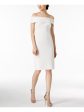 CALVIN KLEIN Womens White Zippered Sleeveless Off Shoulder Above The Knee Cocktail Sheath Dress Supply