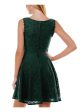 CITY STUDIO Womens Green Zippered Lined Scalloped Lace Trim Sleeveless Boat Neck Short Party Fit + Flare Dress Online Sale