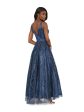 BLONDIE NITES Womens Navy Cut Out Zippered Lace-up Back Lined Sleeveless V Neck Full-Length Prom Gown Dress Online now