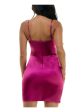 BCX DRESS Womens Pink Zippered Pleated Overlap Skirt Notched Hemline Spaghetti Strap Cowl Neck Above The Knee Party Body Con Dress Sale