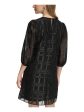 CALVIN KLEIN Womens Black Lined Keyhole Back Pullover 3 4 Sleeve Round Neck Short Party Shift Dress Hot on Sale