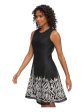 DKNY Womens Black Mesh Zippered Lined Sleeveless Round Neck Above The Knee Party Fit + Flare Dress Sale