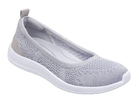 EASY SPIRIT Womens Gray Removable Footbed Comfort Glitz Round Toe Slip On Athletic Walking Shoes W on Sale