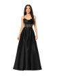 BLONDIE NITES Womens Black Zippered Pocketed Pleated Tulle Padded Semi-sheer Spaghetti Strap Cowl Neck Full-Length Formal Gown Dress on Sale