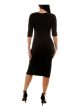 B DARLIN Womens Black Zippered Ruched Slitted Elbow Sleeve Jewel Neck Knee Length Party Body Con Dress For Discount