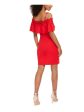 BCX DRESS Womens Red Lace Spaghetti Strap Off Shoulder Knee Length Evening Body Con Dress For Discount