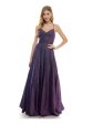 CITY STUDIO Womens Purple Zippered Lined Lace Up Glitter Padded Ombre Spaghetti Strap V Neck Full-Length Formal Gown Dress Online Hot Sale