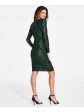 CALVIN KLEIN Womens Green Zippered Lined Long Sleeve Surplice Neckline Above The Knee Party Sheath Dress Supply