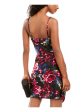 BCX Womens Black Floral Spaghetti Strap Square Neck Short Cocktail Body Con Dress Discount