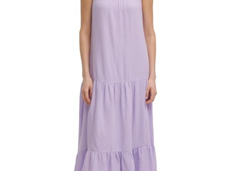 CALVIN KLEIN Womens Purple Sleeveless Scoop Neck Shift Dress For Sale