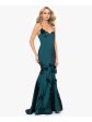 BLONDIE NITES Womens Green Lined Zippered Roset Accents Lace Up Back Spaghetti Strap Sweetheart Neckline Full-Length Formal Fit + Flare Dress Fashion