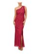 ADRIANNA PAPELL Womens Red Zippered Lined Side Slit Sleeveless Asymmetrical Neckline Full-Length Evening Gown Dress For Cheap