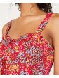 B DARLIN Womens Red Floral Sleeveless V Neck Mini Ruffled Dress Sale