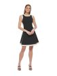 DKNY Womens Black Zippered Unlined Contrast Trim Color Block Sleeveless Crew Neck Above The Knee Fit + Flare Dress Online