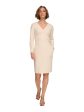 DKNY Womens Beige Zippered Pocketed Banded Waist Long Sleeve V Neck Above The Knee Wear To Work Sheath Dress Online now