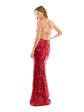 B DARLIN Womens Red Sequined Zippered Floral Sleeveless V Neck Full-Length Formal Gown Dress For Cheap