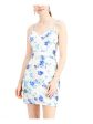 CITY STUDIO Womens White Floral Spaghetti Strap V Neck Micro Mini Party Body Con Dress For Cheap