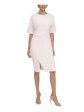 CALVIN KLEIN Womens Pink Zippered Lined Side-tuck Waist Slit Hem Dolman Sleeve Round Neck Knee Length Wear To Work Sheath Dress Discount