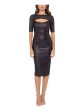 BETSY & ADAM Womens Black Cut Out Zippered Keyhole Back Lined Elbow Sleeve Boat Neck Below The Knee Party Sheath Dress Discount