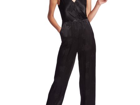 1. STATE Womens Black Sleeveless V Neck Evening Straight leg Jumpsuit Online