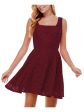 CITY STUDIO Womens Lace Sleeveless Square Neck Mini Party Fit + Flare Dress Supply