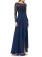 CARMEN MARC VALVO Womens Lace Long Sleeve Boat Neck Maxi Formal Dress Discount