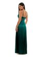 CITY STUDIO Womens Green Zippered Pocketed Mesh Inset Waist High-slit Lined Spaghetti Strap Square Neck Full-Length Prom Gown Dress For Cheap