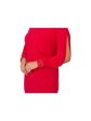 ADRIANNA PAPELL Womens Red Ruched Lined Long Split Sleeves Draped V-back Boat Neck Above The Knee Cocktail Sheath Dress Hot on Sale