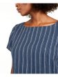 EILEEN FISHER Womens Blue Pinstripe Jewel Neck Above The Knee Fit + Flare Dress For Cheap