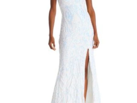 AQUA FORMAL Womens Ivory Zippered Slitted Crisscross Strap V-back Lined Spaghetti Strap Scoop Neck Full-Length Evening Gown Dress Cheap