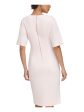 CALVIN KLEIN Womens Pink Zippered Lined Side-tuck Waist Slit Hem Dolman Sleeve Round Neck Knee Length Wear To Work Sheath Dress Discount