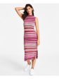 CALVIN KLEIN JEANS Womens Pink Knit Ribbed Unlined Side Seam Slits Pullover Sleeveless Mock Neck Midi Party Body Con Dress Supply